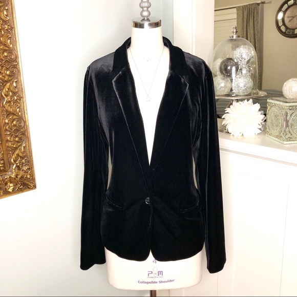 J. Crew Jackets & Blazers - J. Crew Black Velvet Stretch Blazer Jacket Velour